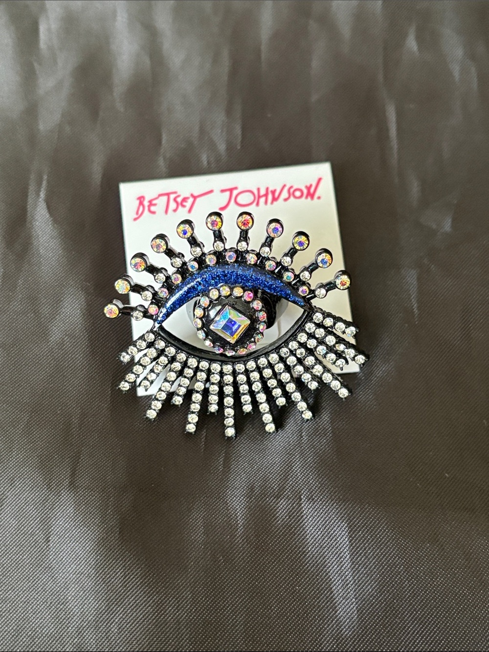 Betsy Johnson Faux Stone Evil Eye Cocktail Ring One Size - Picture 2 of 5